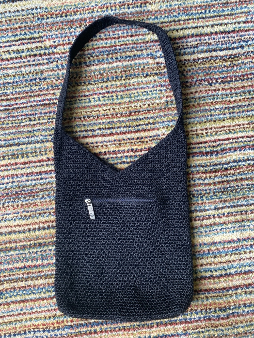 The Sak black crochet hobo bag